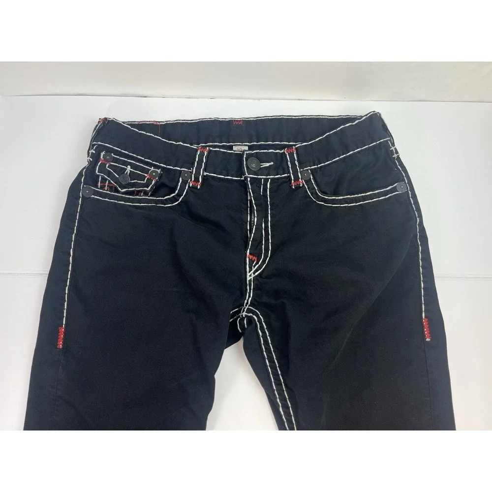 True Religion Dark Desire Jeans Men's Size 38 36x31 Black Red White Rope Stitch